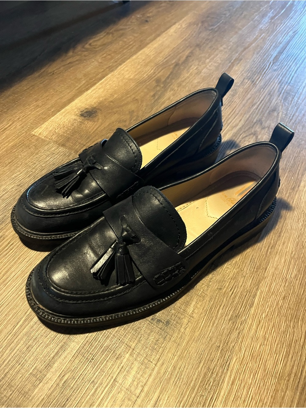 Sam Edelman Black Leather Tassel Loafers - Classic Women's Flats - Picture 3 of 6